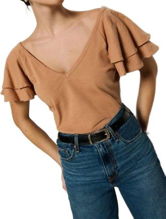 Nation Ltd Cadee V-Neck Top In Latte