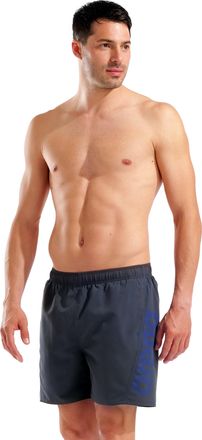 Arena Badeshorts ARENA FUNDAMENTALS ARENA LOGO BOXER R, Herren, Gr. XXL, N-Gr, asphalt, neon blau, Obermaterial: 100% Polyester, Badehosen Badeshorts