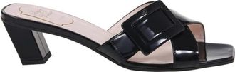Roger Vivier Lacquered Buckle Mule 45 - Dames - Muiltjes - Zwart - 38 EU - Leer - Schoenen