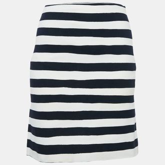Moschino Moschino Cheap and Chic White/Navy Blue Stripe Cotton Mini Skirt S