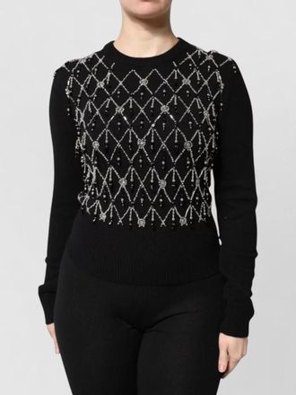 Dolce & Gabbana cashmere ribbed crystal-embellished long-sleeve jumper