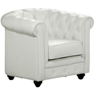 Vente-Unique Vente-unique - Poltrona chesterfield in similpelle Bianca