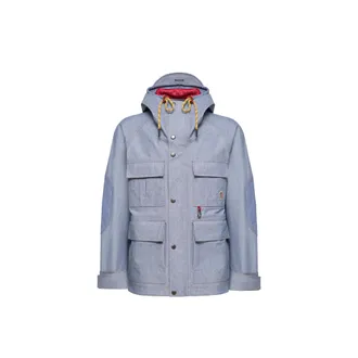 Moncler Moncler Ajaccio Chambray Hooded Field Jacket, Men, Blue, Size: 2