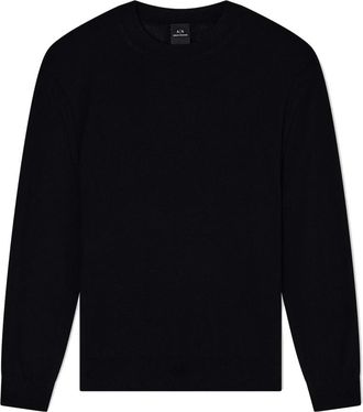 A|X Armani Exchange Wool Blend Crew Neck Sweater - Heren - Ronde hals truien - Zwart - XL - Wol - Truien & Vesten