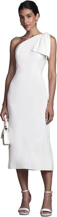 Coast Bow One Shoulder Midi Wedding Dress, 14, Ivory