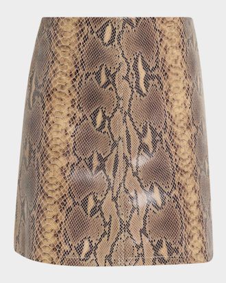 By Malene Birger Coras Snake-Embossed Leather Mini Skirt
