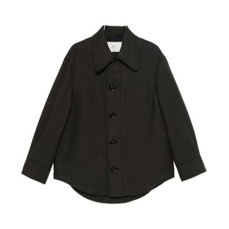 Ami Light Jackets, male, Gray, Size: M Wool Shirt Jacket