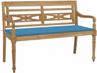 vidaXL Vidaxl - Banco Batavia Madera Maciza De Teca Con Coj&iacute;n Azul 120 Cm