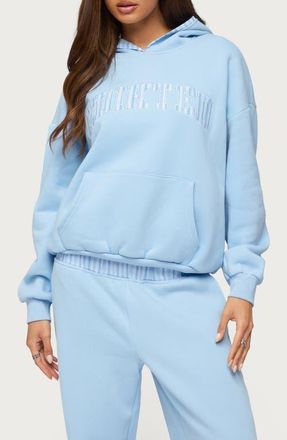 Edikted Core Stripe Oversize Hoodie in Blue at Nordstrom, Size X-Large