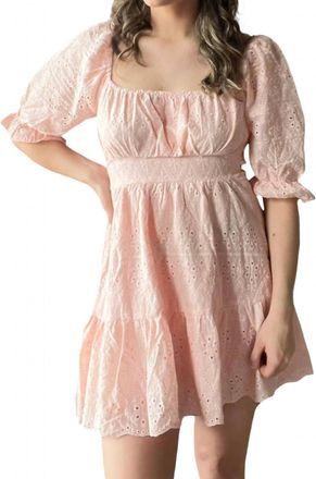 HYFVE Bow Detail Eyelet Mini Dress In Blush