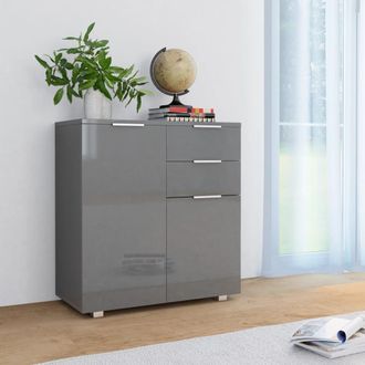 vidaXL Aparador De Aglomerado Gris Brillante 71x35x80 Cm Vidaxl