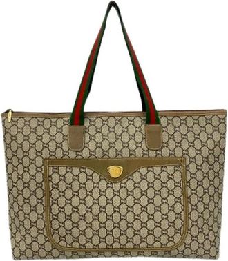 Gucci Pre-owned Tote Bags, female, Brown, Size: ONE SIZE Pre-owned Vintage Sherry Line Plus PVC Leather Tote Bag