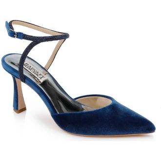 Badgley Mischka Collection Kamilah Ankle Strap Pump in Blue Velvet at Nordstrom, Size 5.5