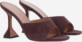 Amina Muaddi Womens Suede Sandals Lupita Bordeaux