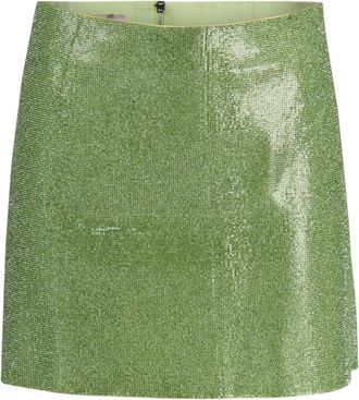 NU&Eacute; Groene Rhinestone A-lijn Minirok - Dames - Korte rokken - Groen - M - Rokken