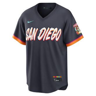 Nike San Diego Padres City Connect Nike Mens MLB Stadium Jersey in Black | RE260H3HPYP-43L