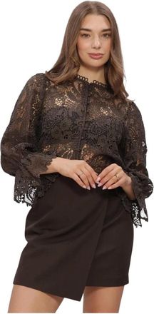 Notre-V NV-Isolde Blouse - Dames - Blouses & Shirts - Bruin - Maat: 2XL Zijde