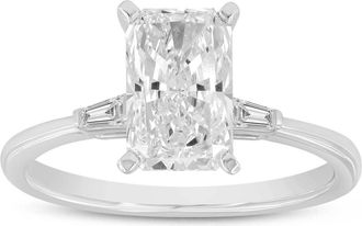 LuvMyJewelry Kenza 14K White Gold Radiant Cut Lab Grown Diamond Engagement Ring - 2.07 Ct