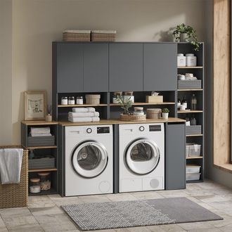 Vicco Conjunto De Muebles De Ba&ntilde;o Viktor, Antracita/roble Dorado, 6 Piezas, Vicco