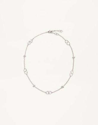 Valentino Garavani Collana VLogo Signature In Metallo E Cristalli Donna PALLADIO/CRYSTAL UNI