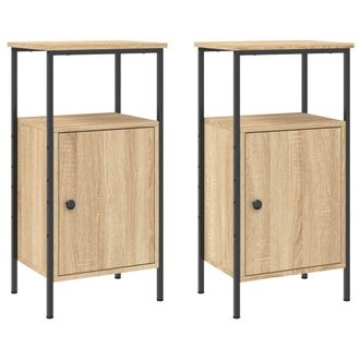 vidaXL Vidaxl - Mesitas Noche 2 Uds Madera Ingenier&iacute;a Roble Sonoma 41x31x80 Cm