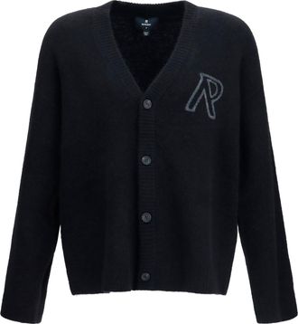 Represent Mens Cardigan Buttoned V-Neck Black Alpaca (vicugna Pacos) Sweater