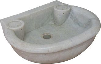 Biscottini International Biscottini - Fregadero de mármol blanco de cocina Lavabo de encimera Fregadero de piedra Lavabo de interior y exterior Lavabo de fuente