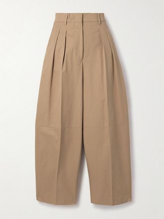 Altuzarra Pantaloni Barrel In Twill Di Cotone Con Pinces Dash - Neutri