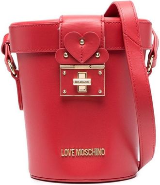 Love Moschino logo-plaque leather bucket bag - women - Leather - OS - Red