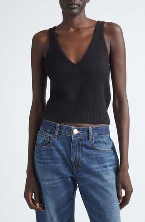 Brandon Maxwell The Reese Cashmere & Silk V-Neck Tank in Black at Nordstrom, Size Medium