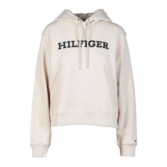 Tommy Hilfiger Felpa - Dames - Hoodies - Beige - M - Katoen - Hoodies & sweatvesten