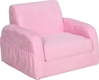 HOMCOM 2 In 1 Kids Armchair Sofa Bed Fold Out Padded Wood Frame Bedroom Pink | TJ Hughes Grey