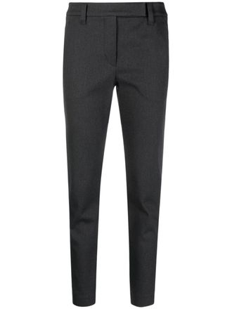 Brunello Cucinelli mid-rise cropped tapered trousers - women - Cotton/Spandex/Elastane/Acetate/Polyester/Cupro - 42 - Grey