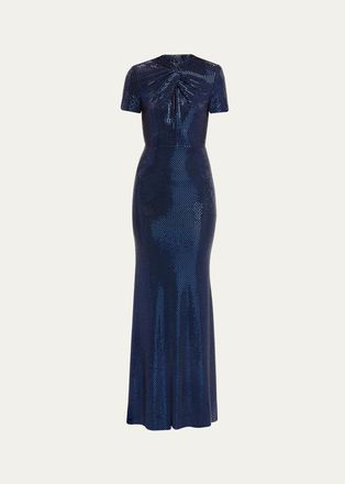 Self Portrait Sequined Mock-Neck Gown