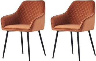 Ainpecca Ainpecca - Set of 2 Velvet Dining Chairs Orange Upholstered Seat with Metal Legs Living Room(Orange,2)