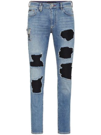 Philipp Plein ripped skinny-fit jeans - men - Elastane/Cotton - 32 - Blue