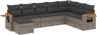 vidaXL Vidaxl - Set De Sof&aacute;s De Jard&iacute;n 8 Pzas Y Cojines Rat&aacute;n Sint&eacute;tico Gris