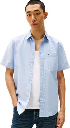 Tommy Hilfiger Long Sleeve Oxford Regular Fit, Mens Button Down Shirts, Also Available in Big and Tall, Shirt Blue, Large