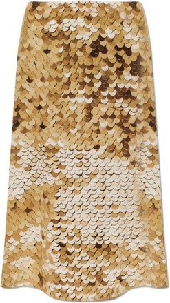 Moschino Zijden Rok - Dames - Midirokken - Beige - S - Rokken