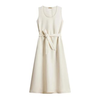 Woolrich Midi Jurk - Dames - Casual kleedjes - Beige - M - Linnen - Kleedjes