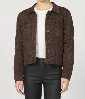 Dear John Denim Ainsley Novelty Denim Jacket In Brown Leopard