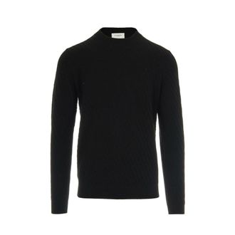 Paolo Pecora Round-neck Knitwear, male, Black, XL, Black Wool Jumper