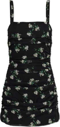 Dolce & Gabbana Zijden Jurk met Bloemmotief - Dames - Korte kleedjes - Zwart - L - Leer - Kleedjes