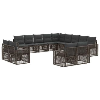 vidaXL Conjunto De Sof&aacute;s De Jard&iacute;n 13 Pcs Gris Y Gris Oscuro Vidaxl