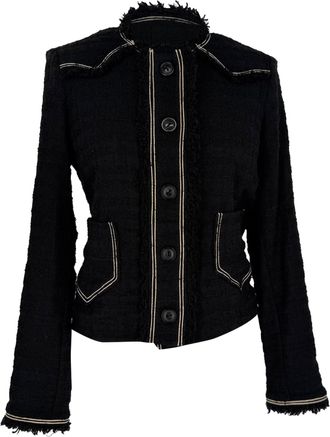 Isabel Marant Etoile Button-Down Tweed Blazer in Black Cotton