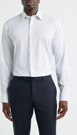 Nordstrom Trim Fit Patterned Premium Performance Twill Dress Shirt in Grey Diamond Geo at Nordstrom Rack, Size 15.5 - 34/35
