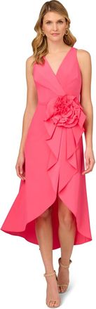 Adrianna Papell Womens Stretch Taffeta Midi Dress in Pink - Black - Size 10 UK