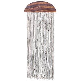 Beliani Decoraci&oacute;n De Pared De Madera De &Aacute;lamo Oscura Blanco Negro 37 X 92 Cm Zikiria