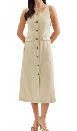 Entro Palmetto Midi Dress In Beige
