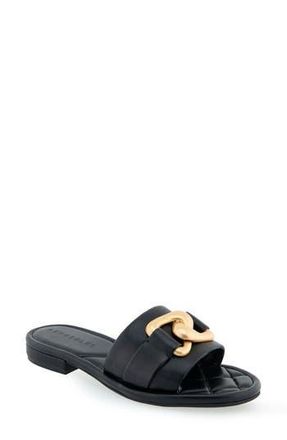Aerosoles Big Charm Slide Sandal in 794 Black Pu at Nordstrom Rack, Size 6.5